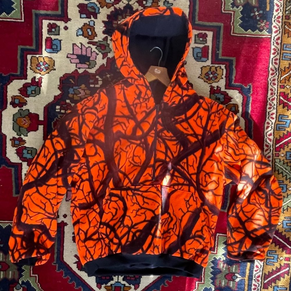 Cabelas Dry Plus Fleece Safety Orange Camo Coat Jacket Hunting Mens L USA Made